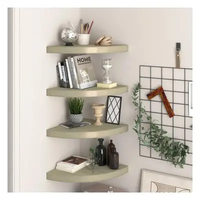 323927 vidaXL Floating Corner Shelves 4 pcs Oak 35x35x3,8 cm MDF