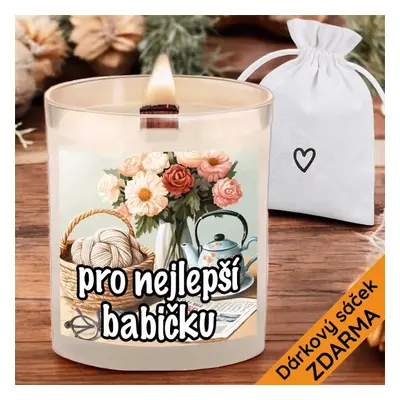 Krásná svíčka s praskajícím knotem 450g - Pro babičku