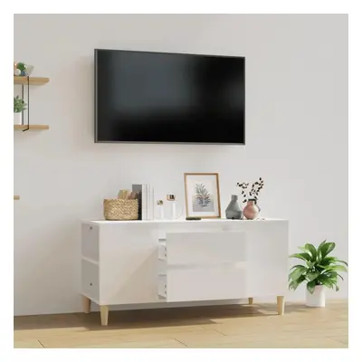 TV skříňka bílá vysoký lesk 102 x 44,5 x 50 cm kompozitní dřevo