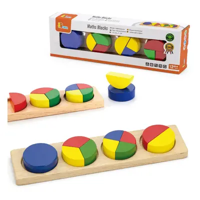 Dřevěné puzzle Viga Montessori Matematické bloky Zlomky