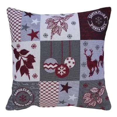 SCANquilt povlak MOTIV winter patch šedočervená 40 x 40 cm