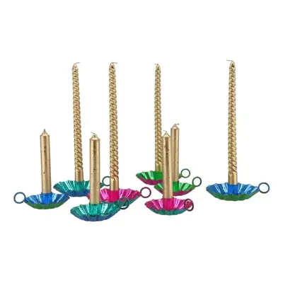 Set 4ks zlatá metalická úzká kroucená svíčka Twist gold - Ø 1.8*30cm