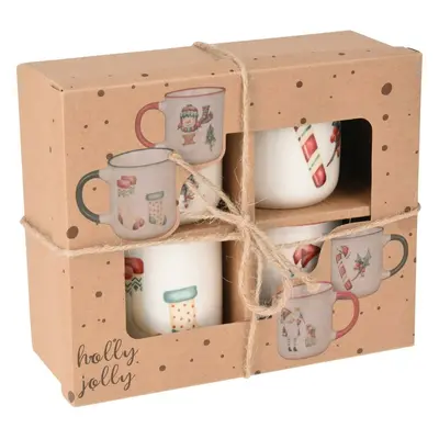 4dílná sada hrnků Holly Jolly, 200 ml, porcelán