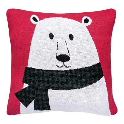 SCANquilt pletený povlak DESIGN polar bear bíločervená 45 x 45 cm