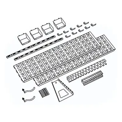 Panel na nářadí a boxy ELEMENT SYSTEM, sada s 19 držáky na nářadí a 4 boxy