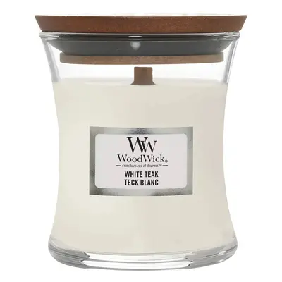 WoodWick vonná svíčka s dřevěným knotem malá White Teak 85 g