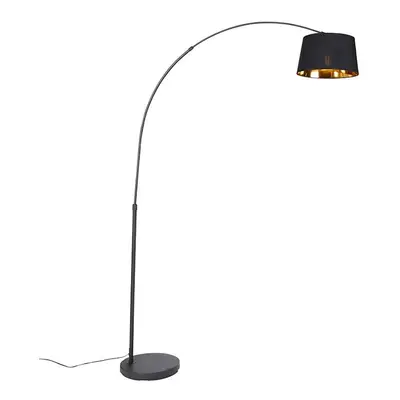 Moderní oblouková lampa černá se zlatou - Arc Basic