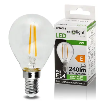 ECOLIGHT LED žárovka E14 2W teplá bílá