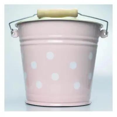 Růžový smaltovaný kyblík s puntíky Pink dot - Ø24*23cm - 6L