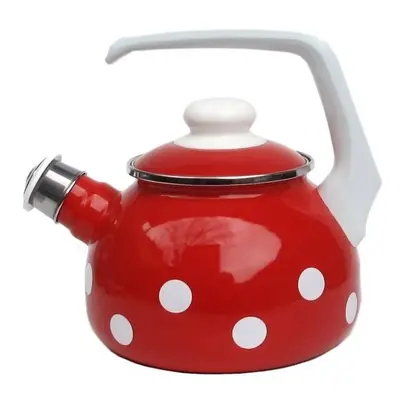 Červená varná smaltovaná konvice s puntíky Red dot - 21*24cm - 1,7L