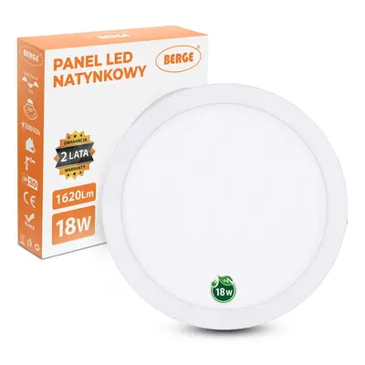 BERGE LED panel kruhový 225x35mm přisazený - 18W - 230V - 1480Lm - teplá