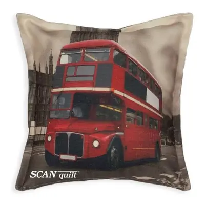 SCANquilt povlak ART london bus béžovošedočervená 45 x 45 cm