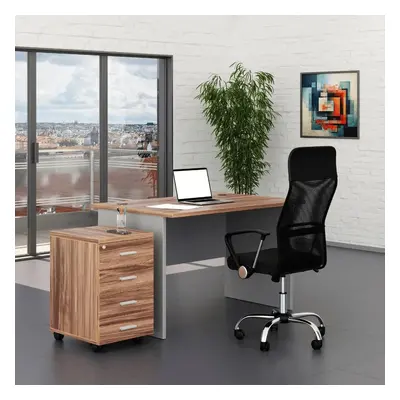 Sestava kancelářského nábytku SimpleOffice 1, 120 cm, ořech vlašský / šedá