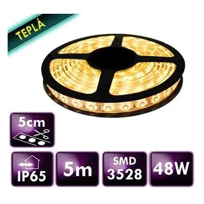 ECOLIGHT LED pásek - SMD 2835 - 5m - 120LED/m - 9,6W/m - IP65 - teplá bílá