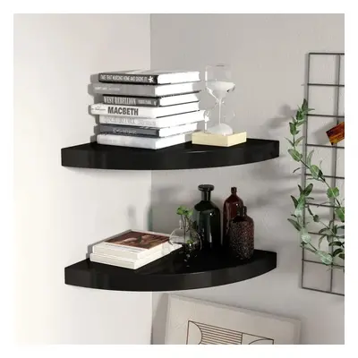 323920 vidaXL Floating Corner Shelves 2 pcs Black 35x35x3,8 cm MDF