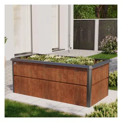 PRIMEYARD Vyvýšený záhon 200 x 100 x 77 cm, ocel Corten, rezavý vzhled, vč. ochrany proti slimák