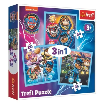 Puzzle 3v1 Mocná štěňata Tlapková patrola/Paw Patrol 20x19,5cm v krabici 28x28x6cm