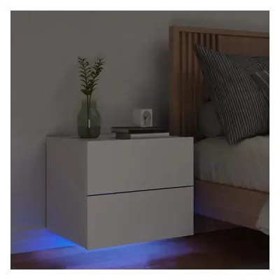 Nástěnný noční stolek s LED osvětlením bílý