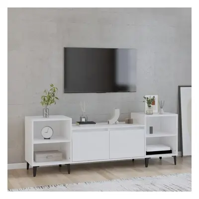 TV skříňka bílá s vysokým leskem 160x35x55 cm kompozitní dřevo