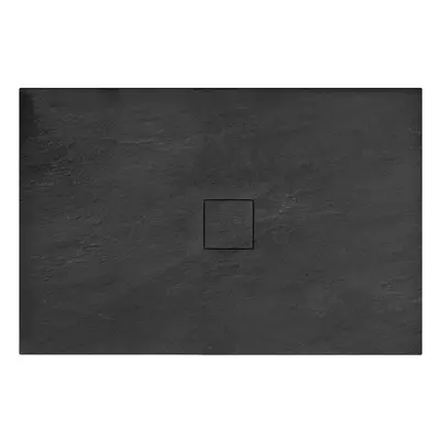 Rea BLACK STONE - Kamenná sprchová vanička 80 x 120 x 3,5 cm + sifon, černá, REA-K9602