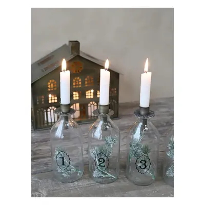 Set 4ks svícen na úzkou svíčku se skleničkou Advent - Ø 8*20cm