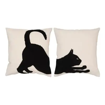 SCANquilt povlak BLACK CAT - set 2 ks stretching cat smetanovočerná 45 x 45 cm