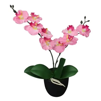 Umělá rostlina orchidej s květináčem 30 cm růžová