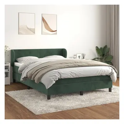 Box spring postel s matrací tmavě zelená 140x190 cm samet