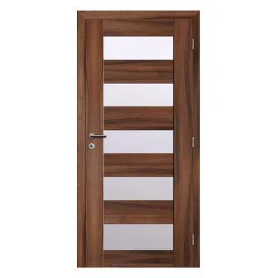 Solodoor Interiérové dveře rámové, 60 P, 650 × 1985 mm, fólie, pravé, ořech královský, prosklené