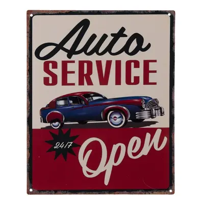 Nástěnná kovová cedule Auto Service Open - 25*20 cm