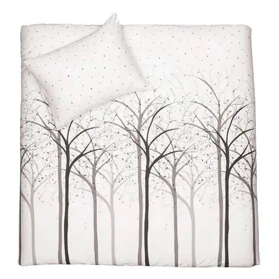 SCANquilt povlečení SATÉN DESIGN trees béžovočerná 140 x 200/70 x 90 cm