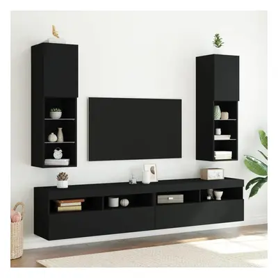 TV skříňky s LED osvětlením 2 ks černé 30,5 x 30 x 102 cm