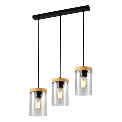 Závěsné svítidlo se skleněným stínidlem v černo-přírodní barvě ø 12 cm Wels – Candellux Lighting