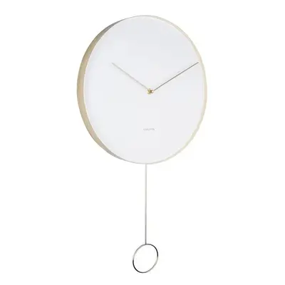 Bílé nástěnné kyvadlové hodiny Karlsson Pendulum, ø 34 cm