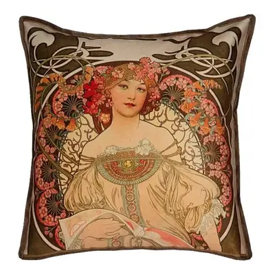 SCANquilt povlak ART VELVET mucha-dívka s knihou béžovokhaki 45 x 45 cm