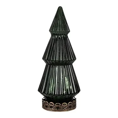 Zelený skleněný dekorační svítící stromek LED Tree - Ø 7*16 cm