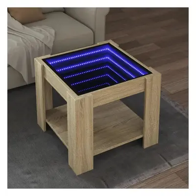 Konferenční stolek s LED dub sonoma 53 x 53 x 45 cm kompozit