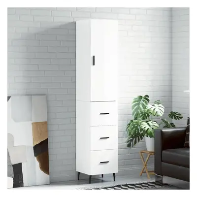 Skříň highboard bílá s vysokým leskem 34,5x34x180 cm kompozit