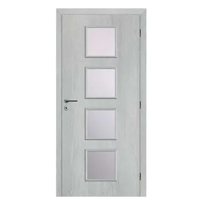 Solodoor Interiérové dveře Etta 4, 60 L, 650 × 1985 mm, fólie, levé, Earl Grey, prosklené