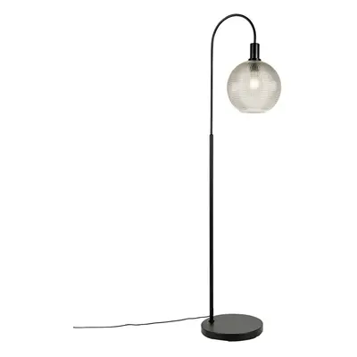 Designová stojací lampa černá s kouřovým sklem - Chico