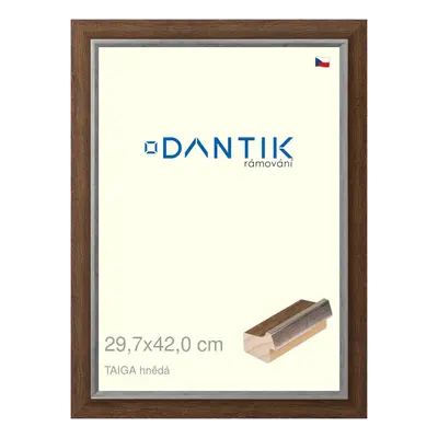 DANTIK rámeček 29,7x42 | TAIGA hnědá (Plexi Čiré)