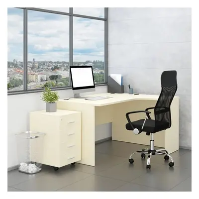 Sestava kancelářského nábytku SimpleOffice 2, 140 cm, pravá, bříza