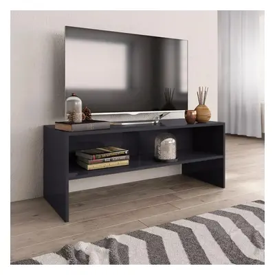 TV stolek šedý s vysokým leskem 100x40x40 cm kompozitní dřevo