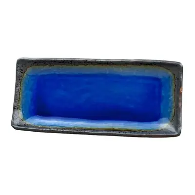 Modrý keramický servírovací talíř MIJ Cobalt, 29 x 12 cm