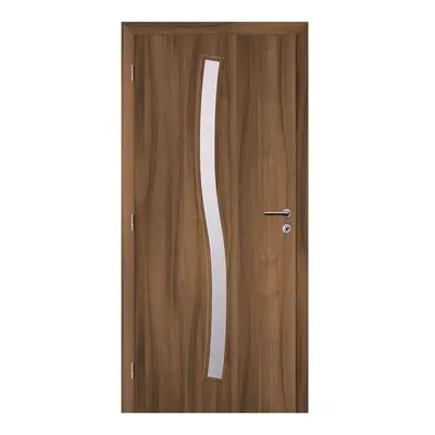 Solodoor Interiérové dveře Etta 1, 70 L, 750 × 1985 mm, fólie, levé, ořech královský, prosklené