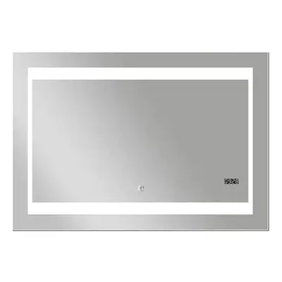 Zrcadlo s LED osvětlením DSK Silver Futura / 100 x 70 cm / dotykový spínač / neutrální bílá