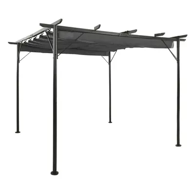 Pergola se zatahovací střechou antracitová 3x3 m ocel 180 g/m²