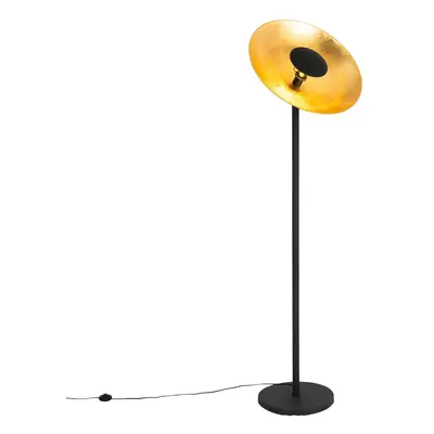 Industriální stojací lampa černá se zlatým vnitřkem 60 cm - Magnax