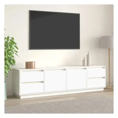 TV skříňka bílá 176x37x47,5 cm masivní borové dřevo