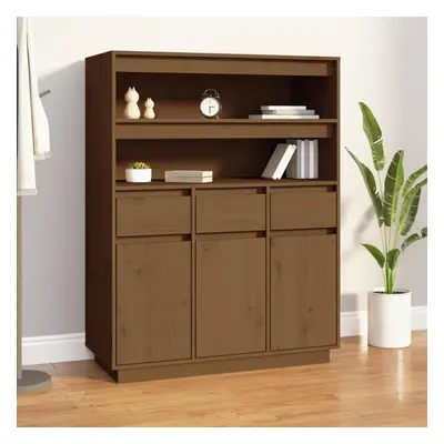 Skříň highboard medově hnědá 89x40x116,5 cm masivní borovice